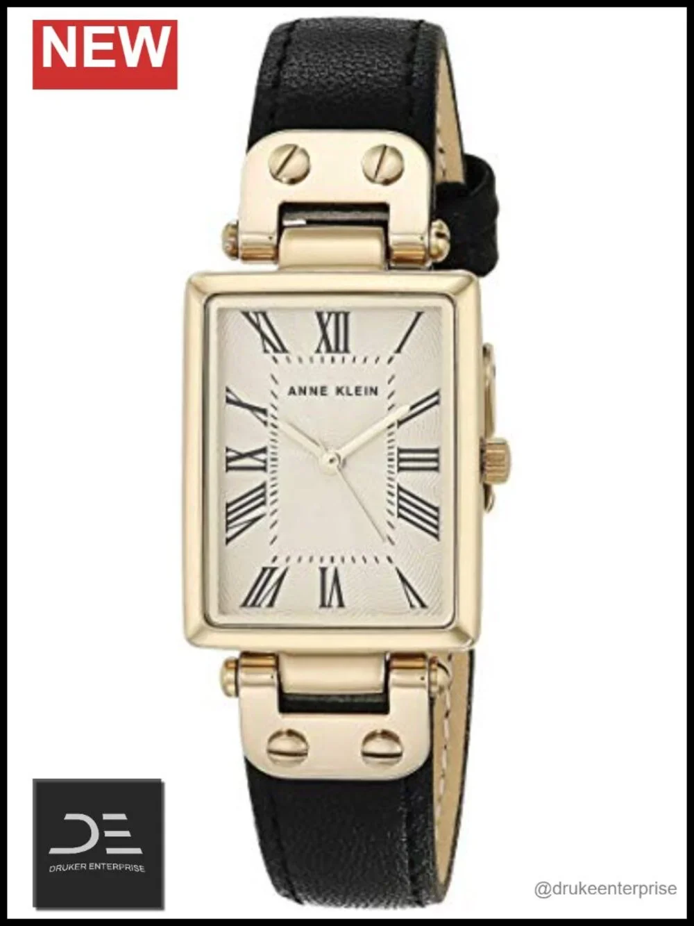 Leather Strap Dress Watch with Roman Numeral Dial